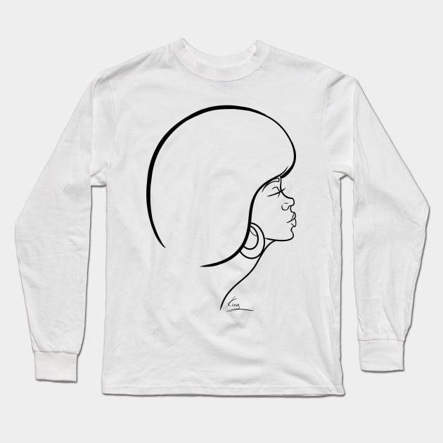 Minimal Fro | Black Woman Art Long Sleeve T-Shirt by kiraJ